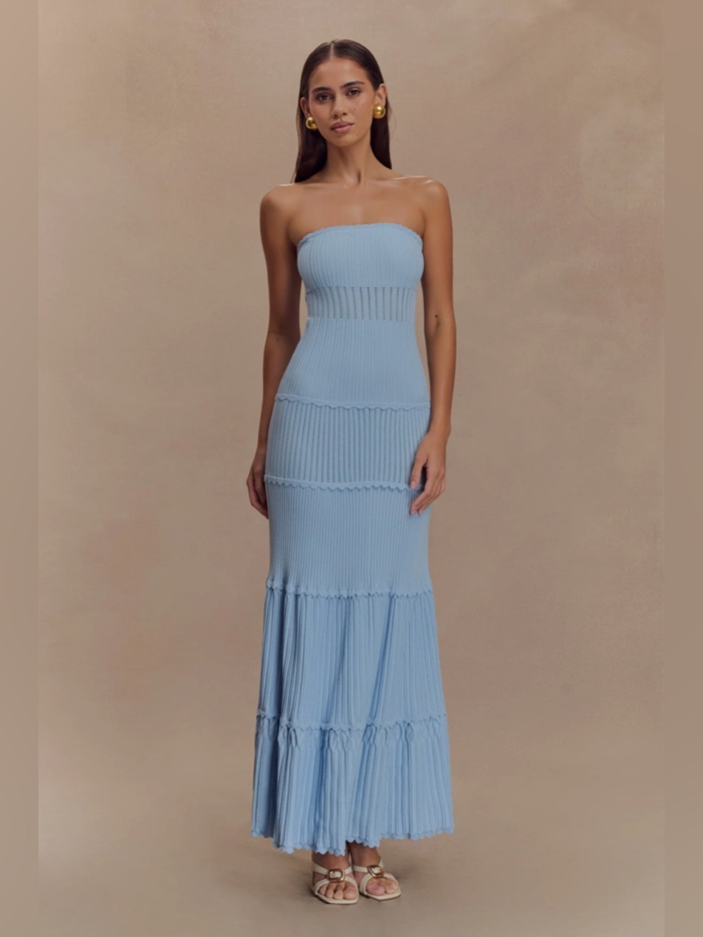 Meshki Finley - Pointelle Knit Maxi Dress - Cornflower Blue